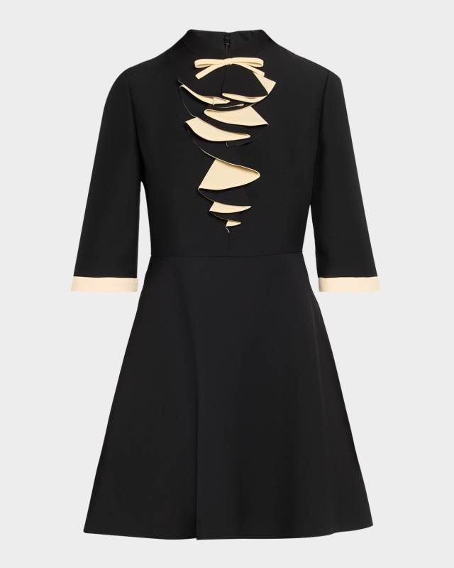 Ruffle Bust Short-Sleeve Mini Dress